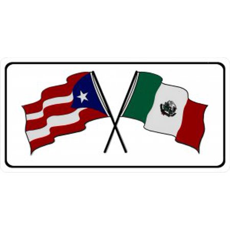 Puerto Rico And Mexico Crossed Flags Photo License Plate Walmart