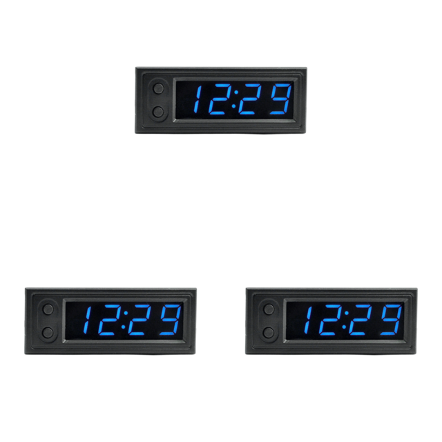 Likrtyny 3 In 1 Auto Thermometer Voltmeter 12V Digitaluhr Spannungsprüfer (Blau)