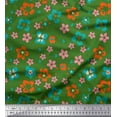 thumbnail image 1 of Soimoi Green polyester Crepe Fabric Artistic Floral Print Fabric by the Yard 42 Inch Wide, 1 of 3