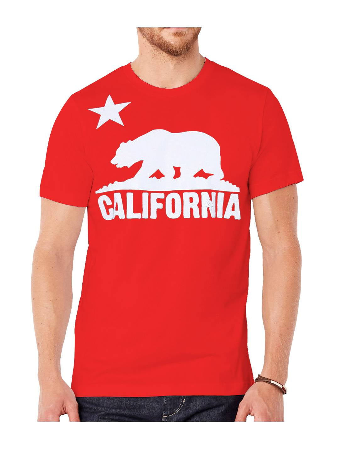 Mens ShortSleeve Men's California Bear Logo TShirt Red Medium