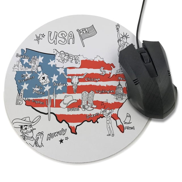 Coofit Mouse Pad Round Vintage: World Map Nonslip Computer Mousepad Mouse Mat for Home