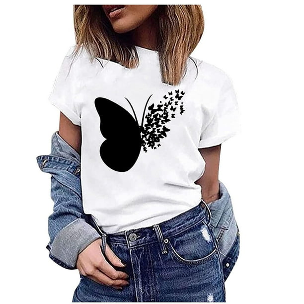 Birdeem Fashion Womens Round-Neck Short Sleeve Print Casual T- Shirt Blouse  Tops 