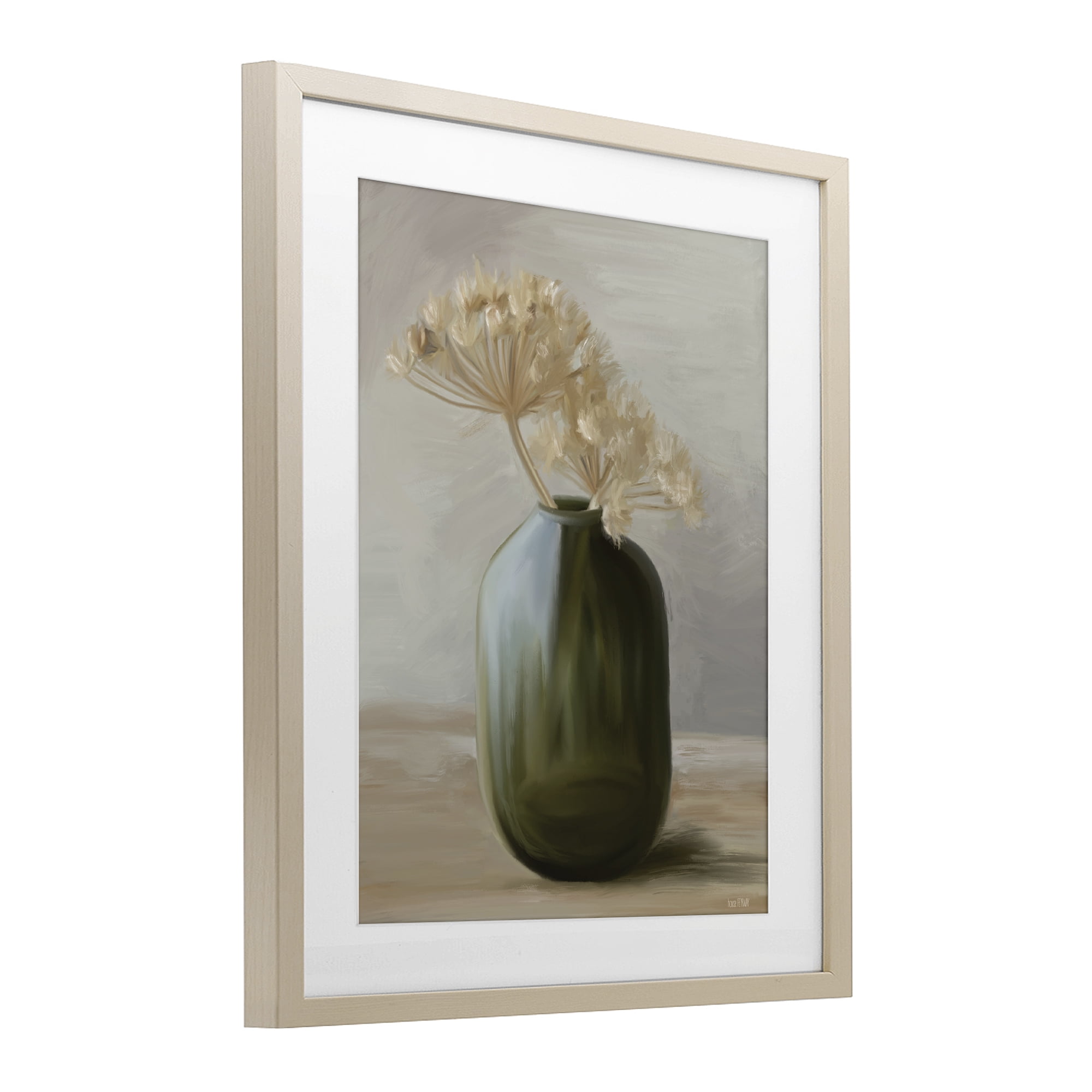 Stupell Industries Dried Blooms in Green Vase Birch Framed Print Under Glass, design by House Fenway