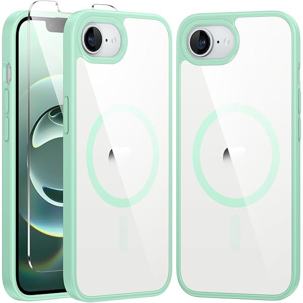wonima44 for iPhone 16E Phone Case: Magnetic Clear Rugged | Military Grade Protection Slim Anti Yellowing Phone Cases | Shockproof Scratch-Resistant Transparent Cell Phone Cover(Light Green)