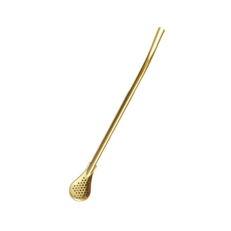 

wendunide kitchen gadgets Stainless Steel Detachable Straw Colander Juice Residue Spoon Coffee Stirring Spoon Gold