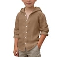 thumbnail image 2 of LYHaoo Boys Summer Shirt Long Sleeve Button Down Beach Top Breathable Solid Color Casual Wear For And Youth Basic Tees Casual Tops,Sizes 8-9 Years, 2 of 6
