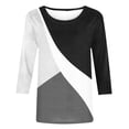 thumbnail image 4 of VerPetridure Women's Color Block Print 3/4 Sleeve T-Shirts Blouses Crewneck Slim Fit Cotton Tunic Tops Soft Breathable Comfy Tee Shirts, 4 of 5