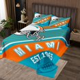 thumbnail image 2 of Erosebridal Ensembles de Couvre-Lit Rugby Format Simple pour Garçons, Courtepointe de Lit Sport à Rayures, Décor de Jeu de Football (Miami), 2 Pcs, 2 of 5