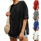 thumbnail image 1 of Sudadera con cremallera para mujer,Camiseta holgada para mujer, informal, de cuello redondo y manga corta, de poliéster, con detalle de parche en la espalda, para usar en casa, sopatenor, 1 of 9