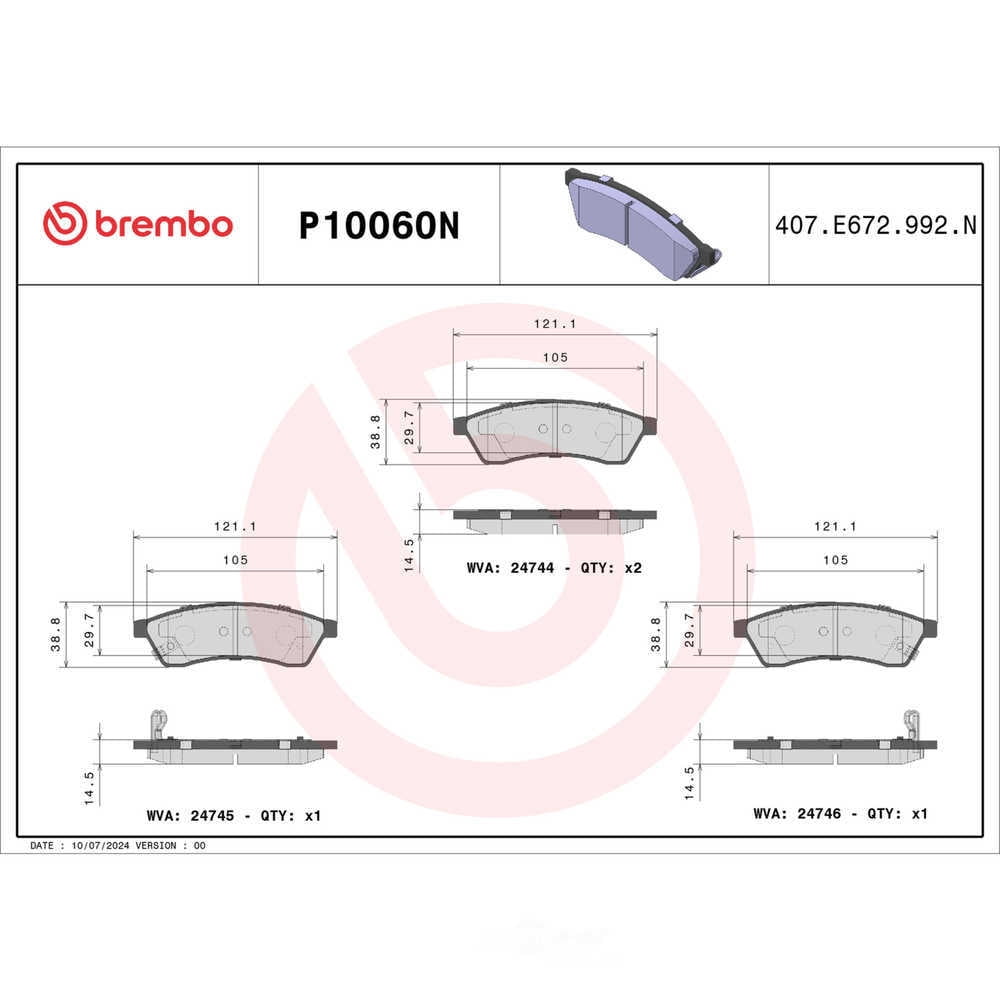 Brembo P10060N PRIME Ceramic Brake Pad Set
