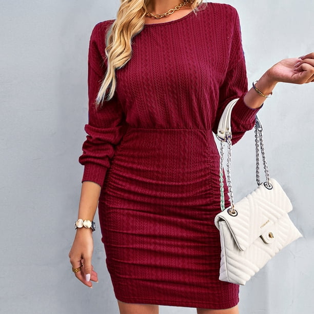 Vestido De Abrigo De Cadera Vestido De Manga Larga Vestido Ajustado Vestido Ajustado De Manga Larga Vestido Ajustado De Abrigo De Cadera Vestido De Mujer De Manga Larga De Punto ANGGREK Otros