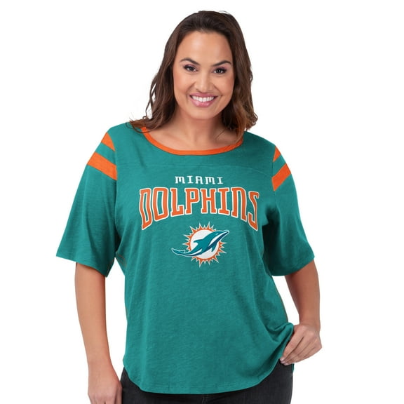 Women's G-III 4Her by Carl Banks Aqua Miami Dolphins Plus Size Linebacker T-Shirt
