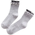 thumbnail image 1 of Calcetines de algodón para mujer calcetines con volantes calcetines de encaje con perlas de color sólido 11 Feliz Sencillez, 1 of 5