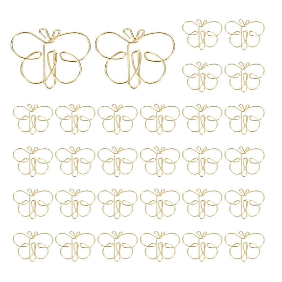 Uxcell 30Pcs Butterfly Shape Cute Paper Clip for Fun Office Supplies, Gold