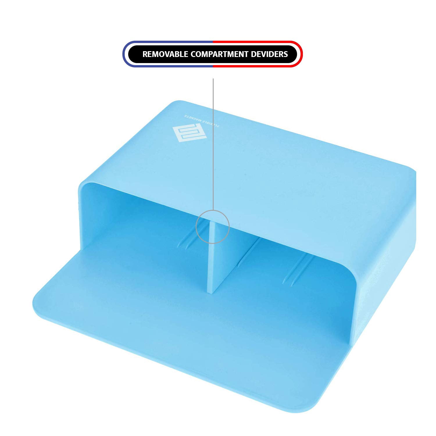 Magnetic Marker Holder, Strong Durable Plastic With Magnetic Back. Includes 4 Colored Markers With Eraser On Cover. (Blue)