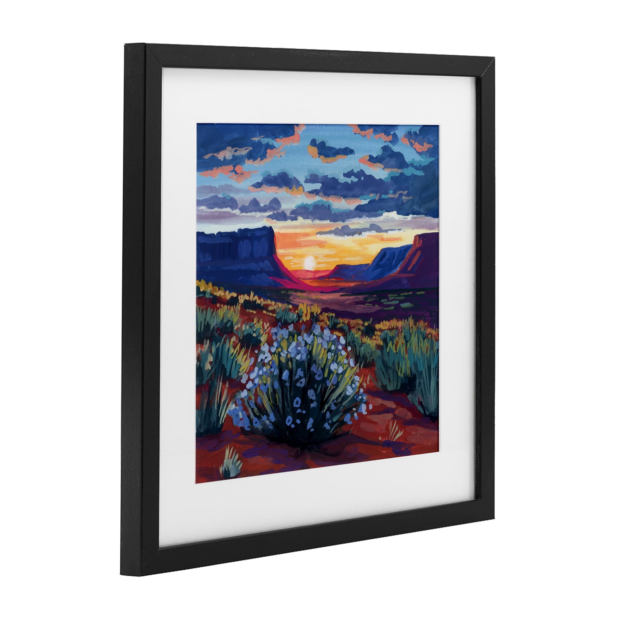 Stupell Industries Desert Sunset on Blooming Bush Black Framed Print Under Glass, design by Kate Jarvik Birch