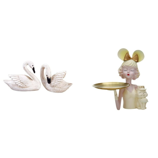 estatua de resina de cisne,Figuras de cisnes,estatuas,decoración para el hogar,bodas y fiestas.,Adornos de mesa de arte en escultura de resina,Estatua de bandeja de almacenamiento de