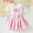Pink, variant on Toddler Girls Fashion Clothes Set Puff Short Sleeve Knit Tops+Mini Button Skirts Dress Set Summer Outfit