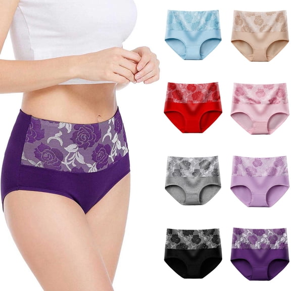 Womens Panties Pure Large Size High Waist Elastic Soft Breathable Underwear Women Underwear Beige L