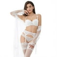 thumbnail image 2 of Women Push Up Bras Set Lace Lingerie Bra and Thong and Garter and Stocking and Robe 5Pcs, 2 of 5