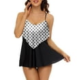 thumbnail image 2 of Tummy Control Swimdress for Women Polka Dots Print Swimsuits Ruffled Flowy Swimdress 2 Piece Tankini Set with Shorts, 2 of 7