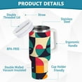 thumbnail image 2 of Yayeee 30oz Stainless Steel Tumbler with Straw and Handle Double-Wall Insulated Travel Water Bottle, Retro Geometric, 2 of 8