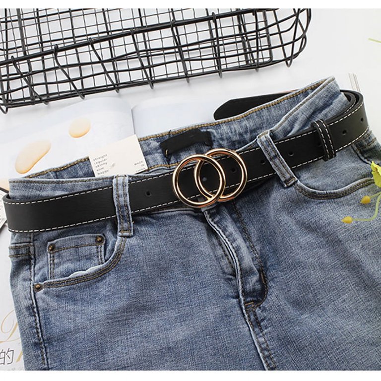 Double Ring Belt for Women, Faux Leather Jeans Belts with  display picture 1