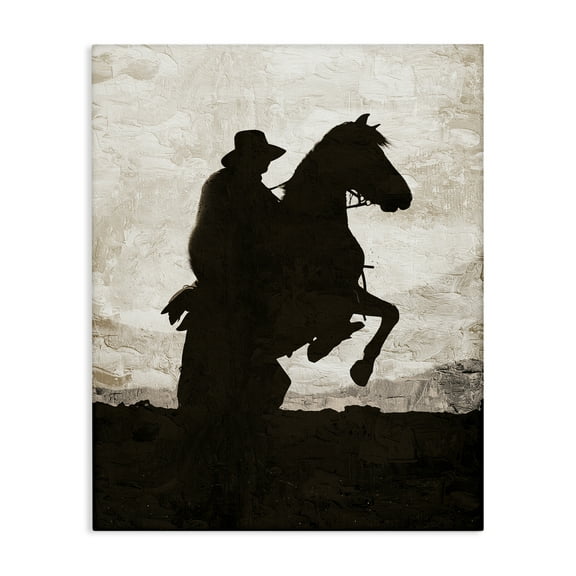 Stupell Industries Rearing Horse & Cowboy Animals Painting Wrapped Canvas Art Print Wall Art, 16 x 20
