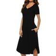thumbnail image 3 of SWSMCLT Women's Lounging Nightgown Basic Lounge Dress Pull On Casual Night Dress Midi Cool Comfy Deep V Neck Black Medium, 3 of 4