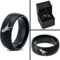 thumbnail image 4 of Tungsten Tyrannosaurus Rex Band Ring 8mm Men Women Comfort Fit Black Dome Polished, 4 of 4