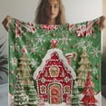 thumbnail image 2 of Vintage Flannel Throw Blanket, Christmas Gingerbread House and Trees Print, Soft Cozy Warm Multipurpose Digital Printed Knitted Throw for Sofa, Bed, Office, 2 of 6