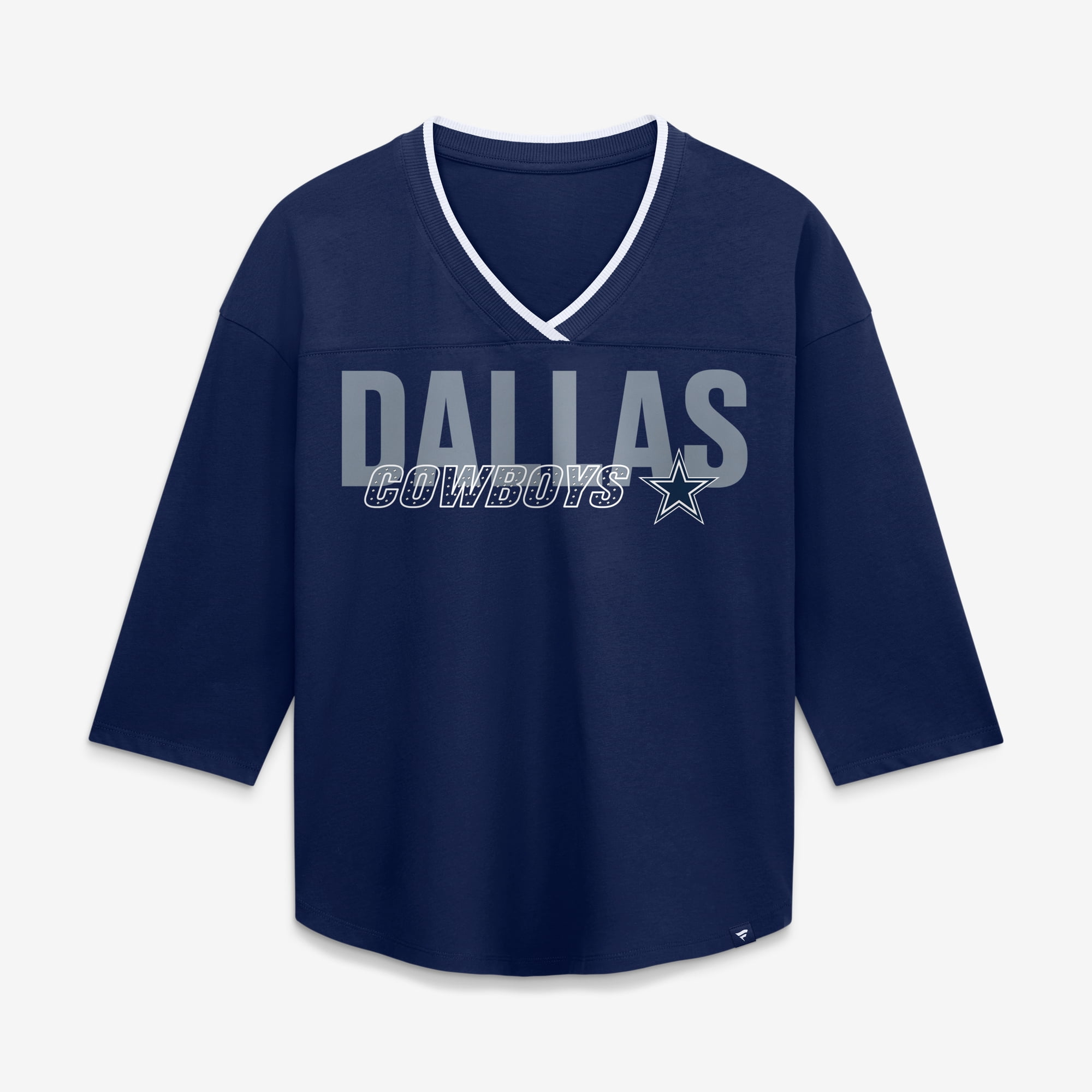 Women's Fanatics Navy Dallas Cowboys Plus Size Deceptive Juke 3/4-Sleeve V-Neck T-Shirt