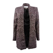 Calvin Klein Women's Petite Tweed Open-Front Jacket (6P, Black/Red)