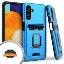 Xpression Case for Samsung Galaxy A13 5G Wallet Credit Card Slot Holder with Metal Ring Kickstand Heavy Duty Shockproof Hybrid Dual Layer Phone Cover [Blue]