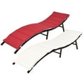 thumbnail image 4 of Costway 2PCS Patio Rattan Folding Lounge Chair Stackable Double Sided Cushion, 4 of 10