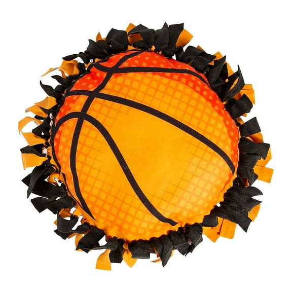Fun Express 18 1/4" Orange Basketball Fleece Tied Pillow Craft Kit - Makes 6