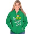 thumbnail image 3 of St Patricks Day Live Laugh Luck Zip Hoodie Sweatshirt Women Brisco Brands S, 3 of 5