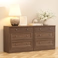 thumbnail image 3 of Brafabhome Set of 2 Nightstands with 3 Drawers, Wooden Bedside Table with Vintage Handles, 31.5" Oversized Extra Large Night Stand with Storage for Bedroom, Walnut, 3 of 9