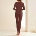 thumbnail image 3 of Thermal Underwear for Women, Crewneck Padded Long Sleeve Shirts & Long Johns, Lightweight Casual Pajamas Fleece Base Layer Classic Basic Outfits Fall Winter Pjs Loungewear 2026, 3 of 7