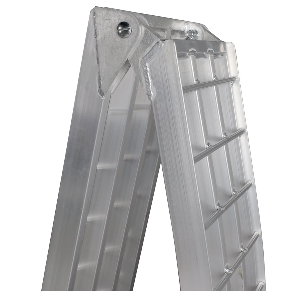 Pair 7.5 Four-section Folding Loading Ramps Aluminum Arched Ramps Truck Ramp Plate with Safety Straps 1500lb Capacity for Trailers Pickup Car Tailgate ATV UTV Motorcycle 4 Wheelers Harley Lawn Mower