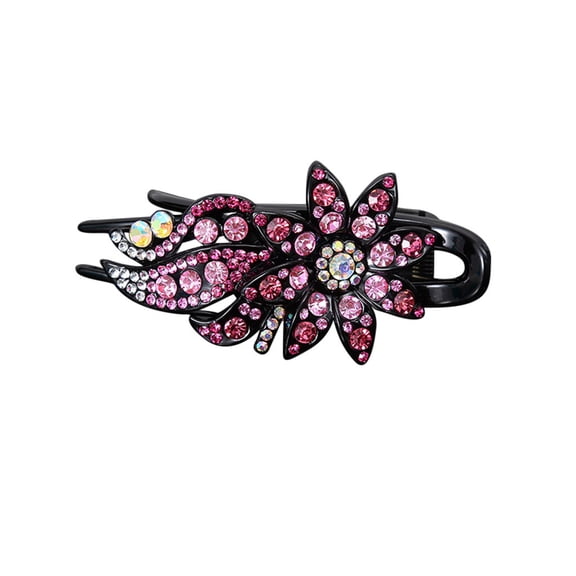 Hair Clips for Women Dovetail Clip Flexible Rhinestone Flower Accessory
