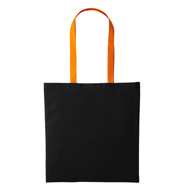 Nutshell - Bolsa Varsity Tote de algodón con asas grandes (Negro/Naranja)