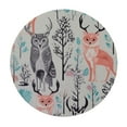 thumbnail image 2 of JEUXUS Round Fitted Table Cover for Outdoor/Indoor Patio Use - Water &amp; Oil Proof Durable Tablecloth with Elastic Fixed Edge Diameter Tables (Forest Wild Animals Owl Wolf and Deer with Flower), 2 of 7