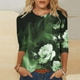 thumbnail image 2 of successthop Floral Blouses for Women Plus Size 3/4 Sleeve Tops Oversized Crewneck Casual Shirts Floral Clothes, 2 of 5