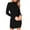 Black, variant on LYXSSBYX Fall Dresses for Women Long Sleeve Women's Sexy Solid High-collar Long-sleeved Sheath Tight Pleated Dress
