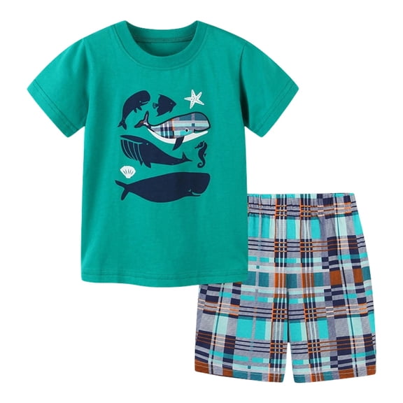 Toddler Girl Outfits Graphic Print Short Sleeve Crew Neck T-Shirt And Shorts 2 Piece Everyday Wear Baby Girls' Clothing Sets 2 Years-3 Years