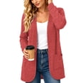 thumbnail image 2 of Womens Cardigan Lightweight Long Sleeve Knit Cardigan Sweaters Fall Casual Open Front Shirts Red,XL, 2 of 9