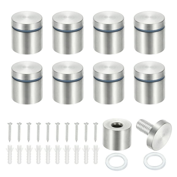 1x1" Standoff Screws, 8 Pack Stainless Steel Stand Off Wall Mounts Wall Sign Mounting Hardware Advertising Standoff Nail for Hanging Acrylic Signs Picture Frame, Silver