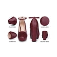 thumbnail image 3 of BLISSFUL STEP Ankle Strap Chunky Heels Mary Jane Pumps for Women Burgundy 9, 3 of 6