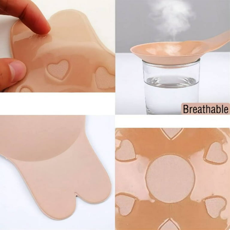 KyFree 2 Pairs Adhesive Invisible Bra, Strapless Reusable Push up Lift  Nipple Covers for Women(D/E Cup) 